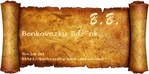 Benkovszky Bánk névjegykártya